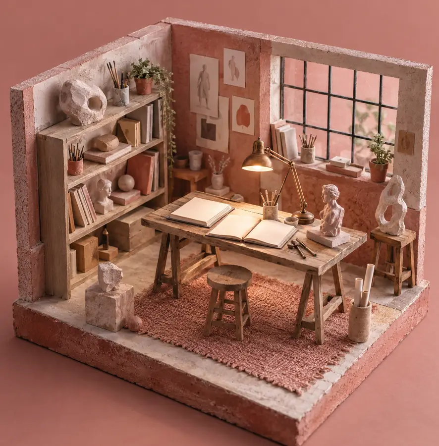 Illustration of marketing and creative businesses equipment and workspace